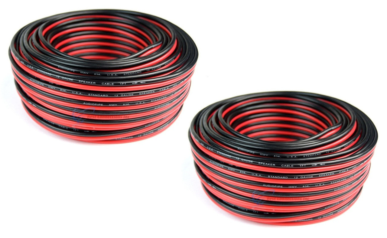 Audiopipe 2 Rolls of 12 Gauge 100 Feet Speaker Wire Car Audio Stereo 12 Volt Zip Cable