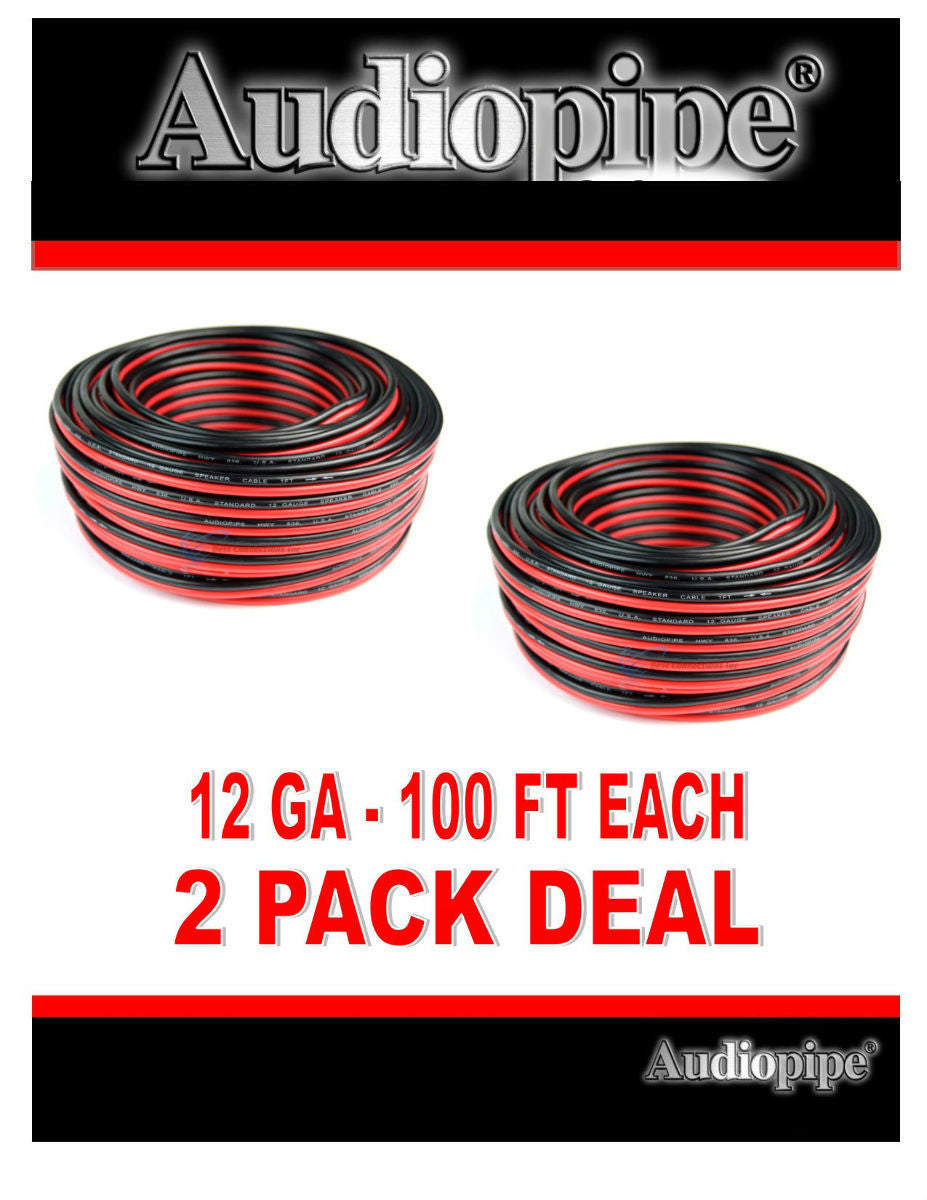 Audiopipe 2 Rolls of 12 Gauge 100 Feet Speaker Wire Car Audio Stereo 12 Volt Zip Cable