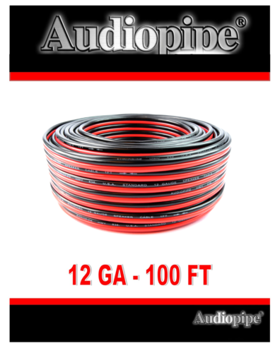 Audiopipe 12 Gauge 100' Feet Red Black Bonded 2 Conductor Speaker Wire Car Home Audio