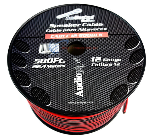 Audiopipe 12 Gauge 500' Feet Red Black Bonded 2 Way Speaker Wire 2 Pack Home Audio