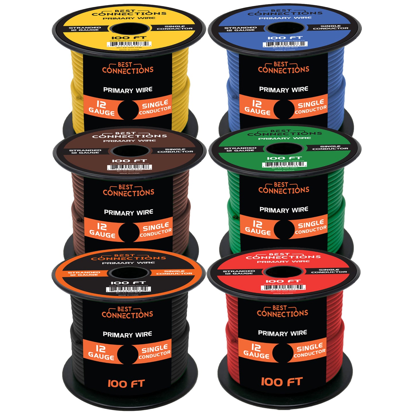 Audiopipe 12 Gauge Car Audio Primary Wire (100ft–6 Rolls)– Remote, Power/Ground Electrical