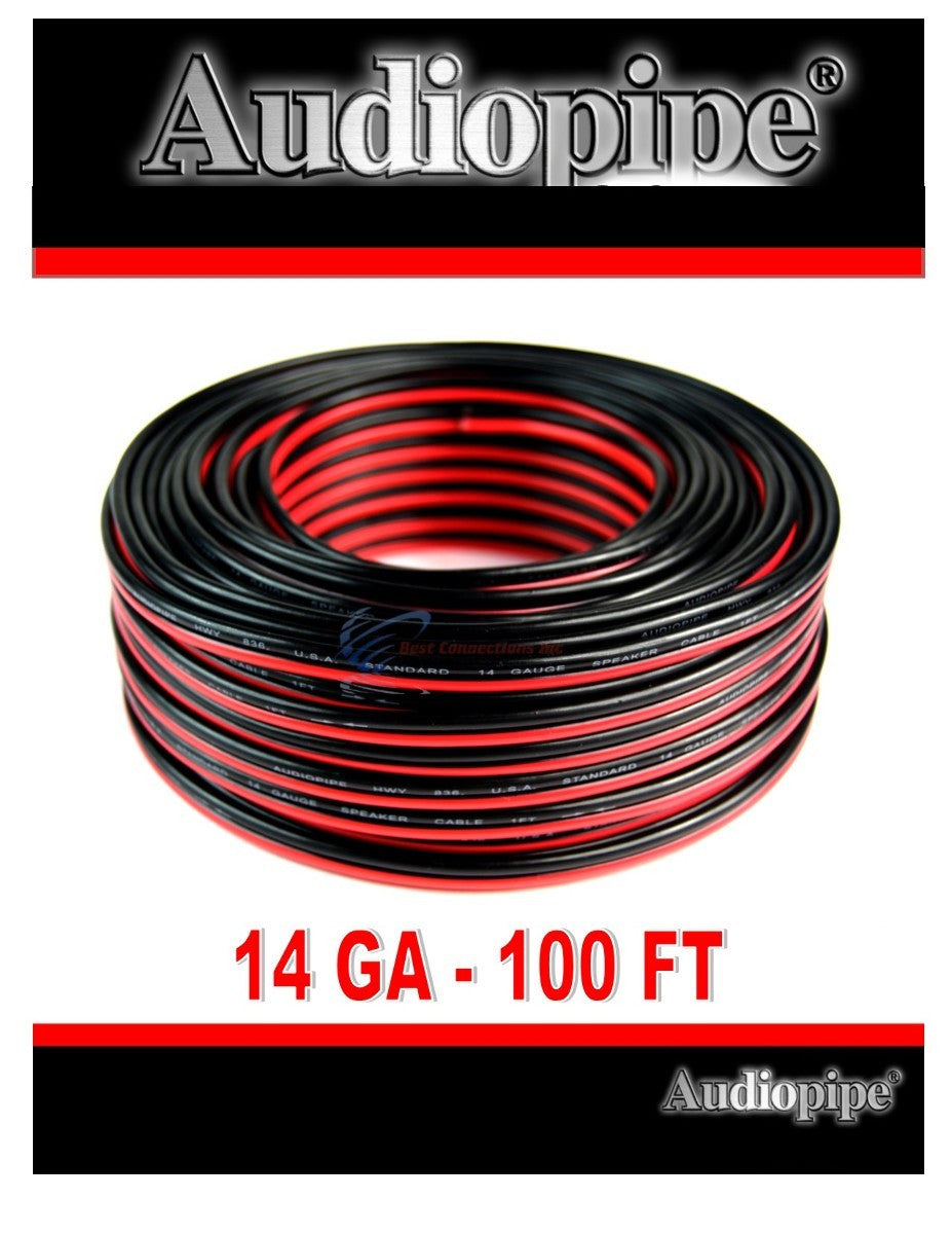 Audiopipe 14 Gauge 100' Feet Red Black Bonded 2 Way Speaker Wire Stranded Home Audio