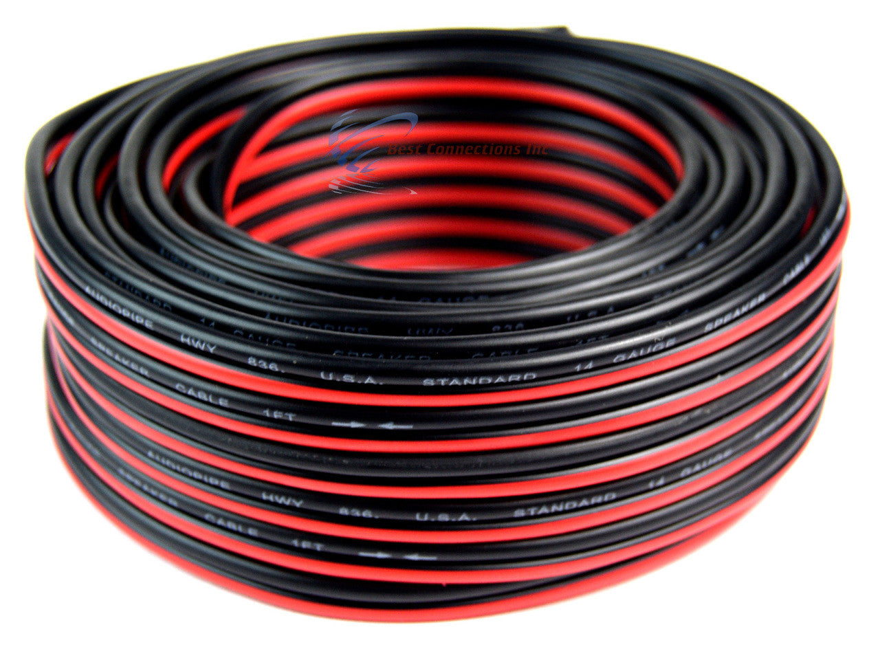 14 Gauge 50' Feet Red Black Stranded 2 Conductor Speaker Wire Car Home Audio