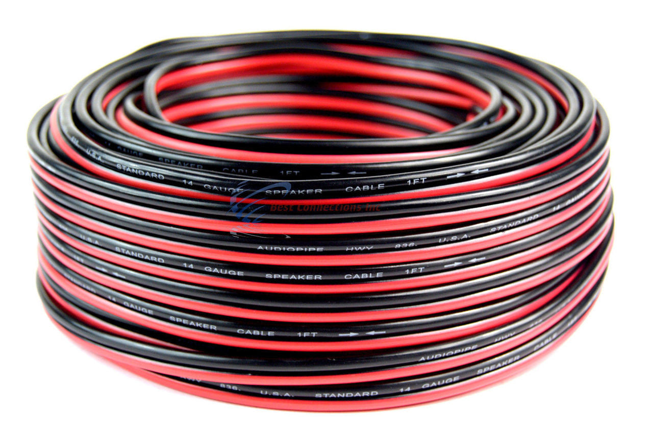 4 Pack 14, 16, 18, 20 gauge 100 Feet each Red Black Stranded Speaker Wire Zip- 400 ft. Total