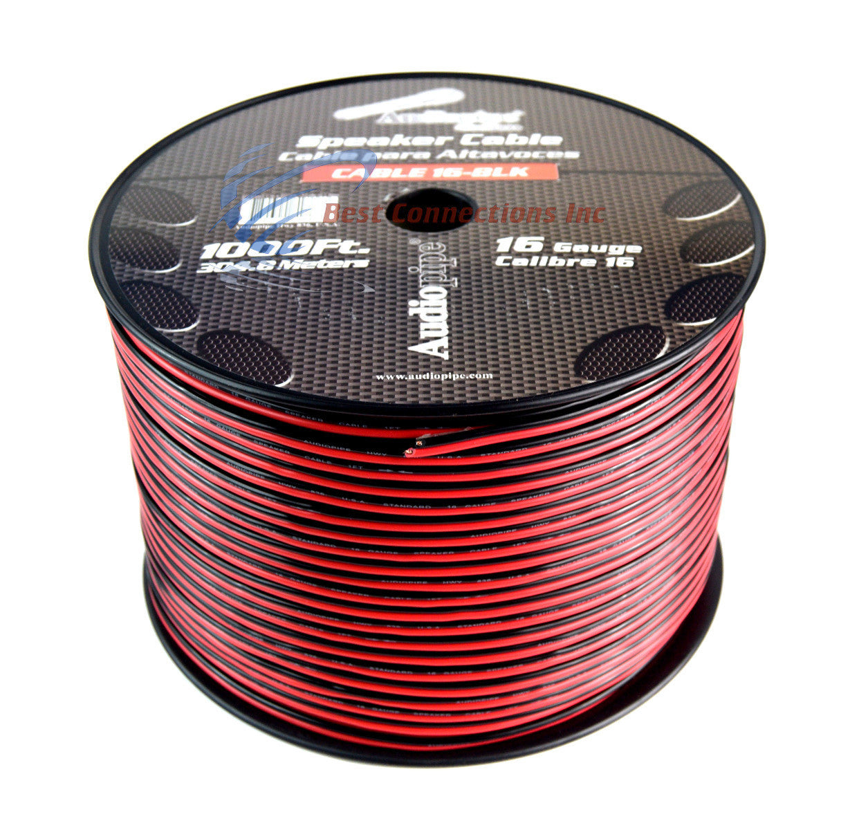 Audiopipe 1000' Feet 16 GA Gauge Red Black 2 Conductor Speaker Wire Audio Cable