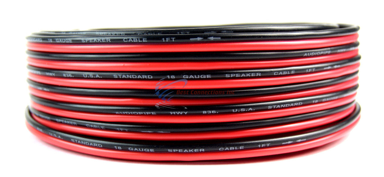 Audiopipe 16 Gauge 100 Feet 2 Pack Red Black Bonded 2 Conductor Speaker Wire Car Home Audio