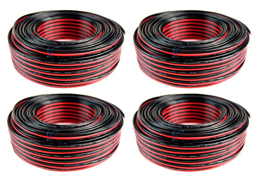 Audiopipe 4 Rolls 18 Gauge 100 Feet Red Black Speaker Wire Copper Clad CCA 400 FT Total