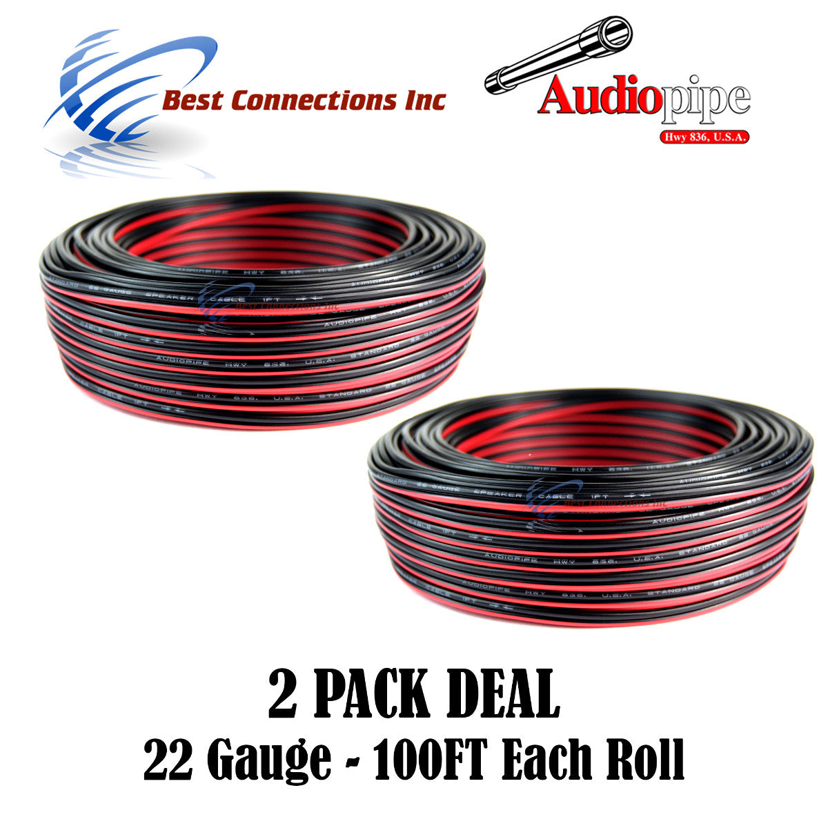 2 Rolls 22 Gauge 100 Feet Speaker Wire Stranded 2 Conductor Cable Model Trains