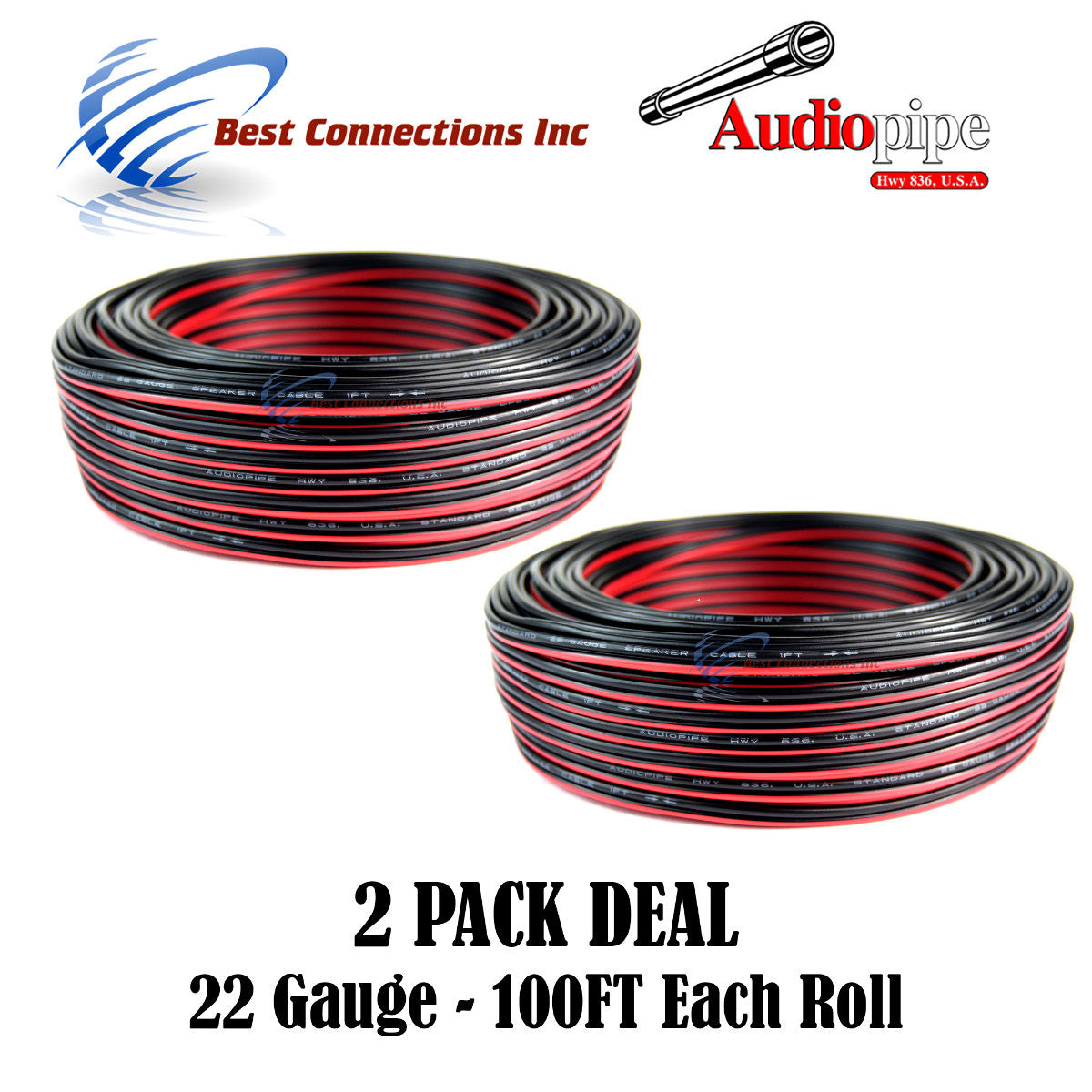 2 Rolls 22 Gauge 100 Feet Speaker Wire Stranded 2 Conductor Cable Model Trains