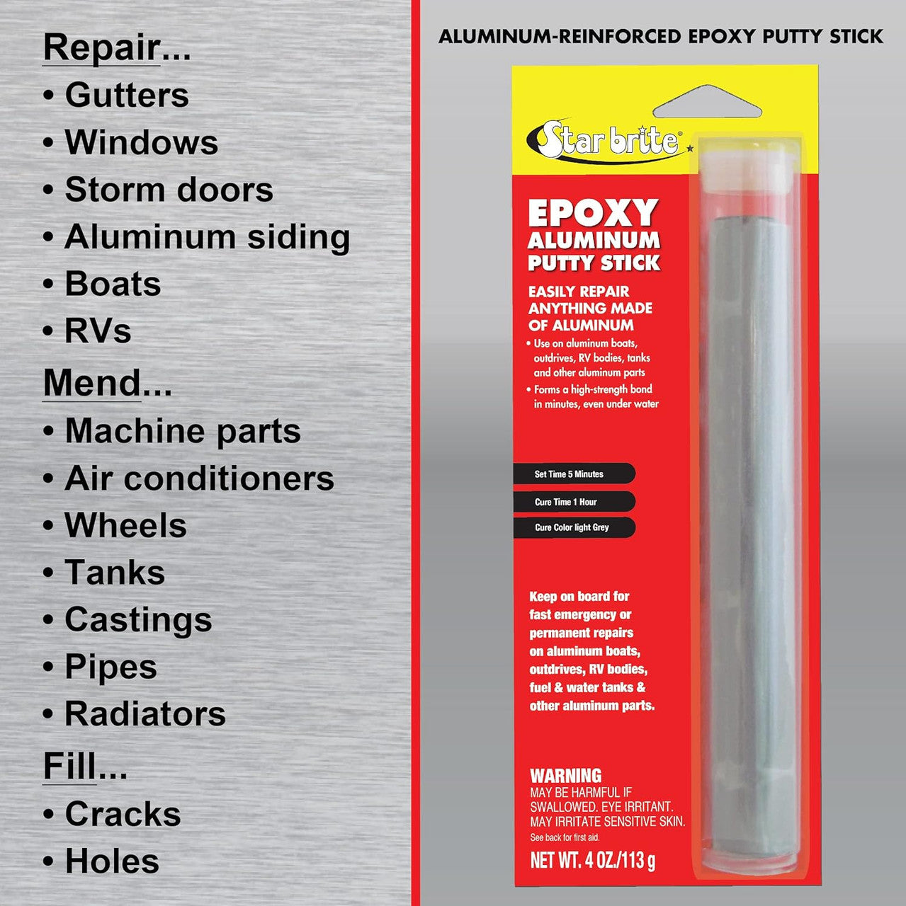 2 Pack StarBrite 4 Oz. Epoxy Putty Stick - Easy, Fast, Permanent Repairs Even Underwater - Repair Boat Hulls, Decks, Pools, Spas, Hot Tubs, Leaking Gaskets, Tanks, Gutters & More