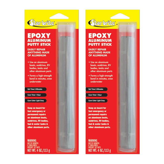 2 Pack StarBrite 4 Oz. Epoxy Putty Stick - Easy, Fast, Permanent Repairs Even Underwater - Repair Boat Hulls, Decks, Pools, Spas, Hot Tubs, Leaking Gaskets, Tanks, Gutters & More