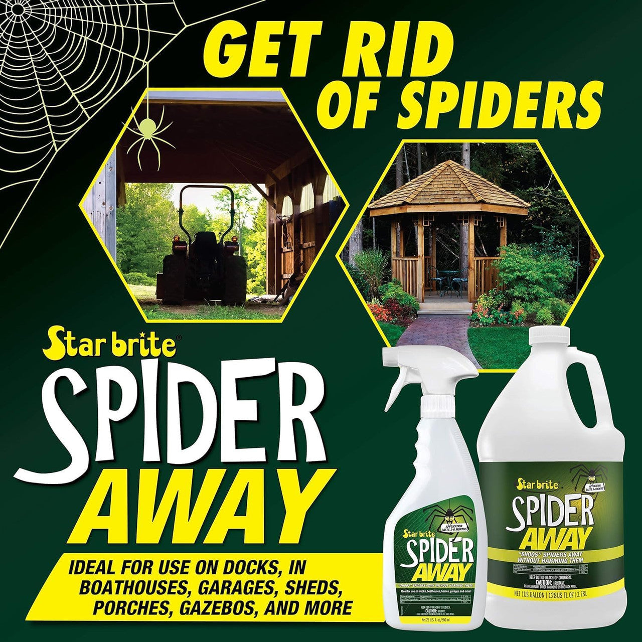 2 Pack StarBrite Spider Away 22 Oz Spray – Simply Chase Away Pesky Spiders & Keep Them Away - Ideal for Homes, Garages, Docks, Patios, Boathouses & More