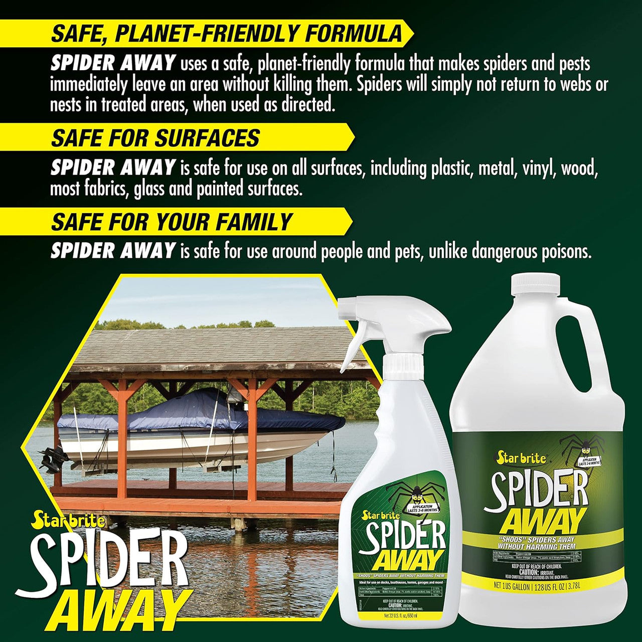2 Pack StarBrite Spider Away 22 Oz Spray – Simply Chase Away Pesky Spiders & Keep Them Away - Ideal for Homes, Garages, Docks, Patios, Boathouses & More