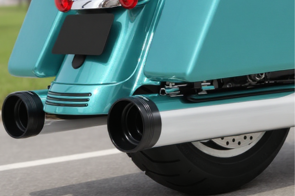 Rinehart 4.5" DBX45 Slip-On Exhaust Harley Touring 1995-2016 Chrome w/ Black End Caps 500-0165