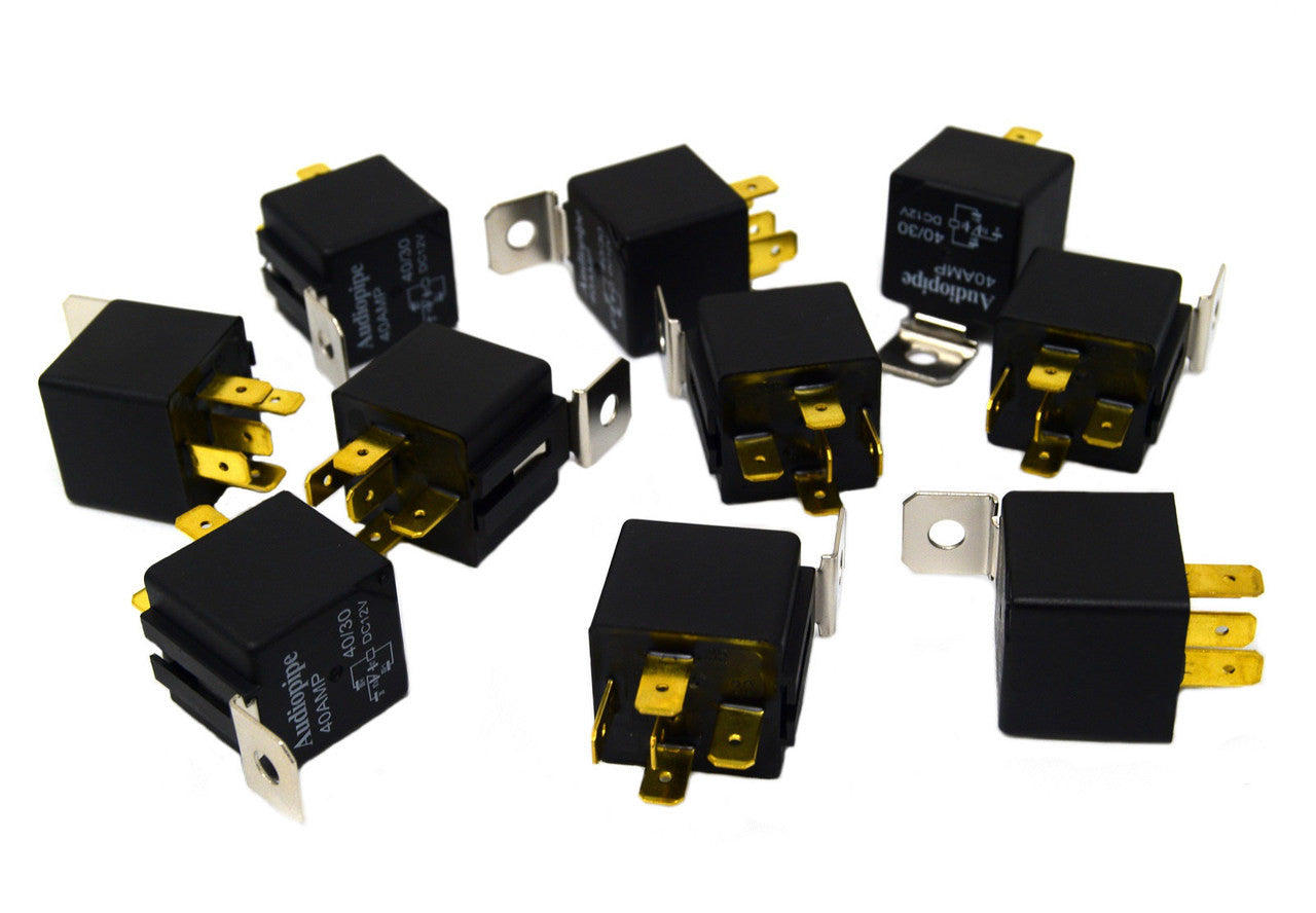 Audiopipe 10 Pack 12 Volt DC 30/40 Amp Sealed Relay Metal Tab Car Audio Alarm