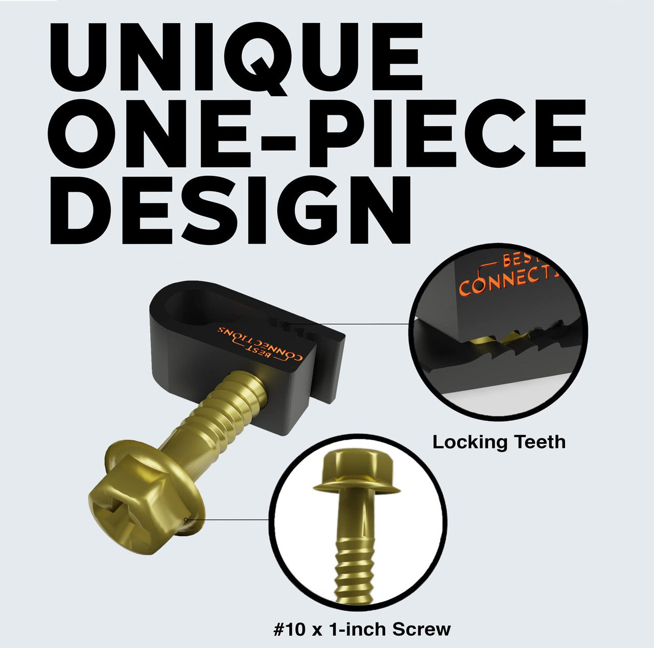 BEST CONNECTIONS Coaxial Cable Clips with Pre-inserted Screw (100 Pack) – Black Single Cable Mounting Clamps for Coax Cable (RG6, RG59) and Ethernet Cable – Cord Fastener/Strain Relief Clip