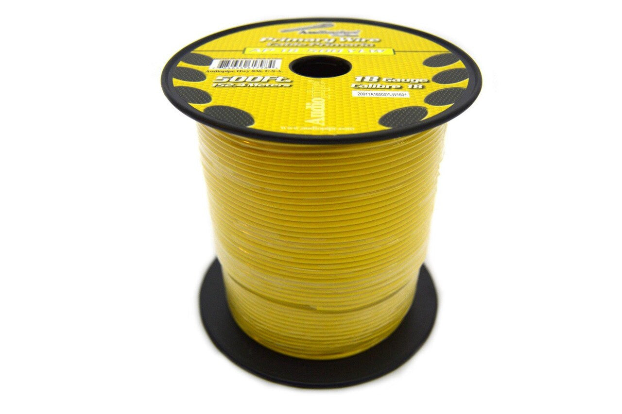 18 Gauge Car Audio Primary Wire (500ft–Yellow)– Remote, Power/Ground Electrical