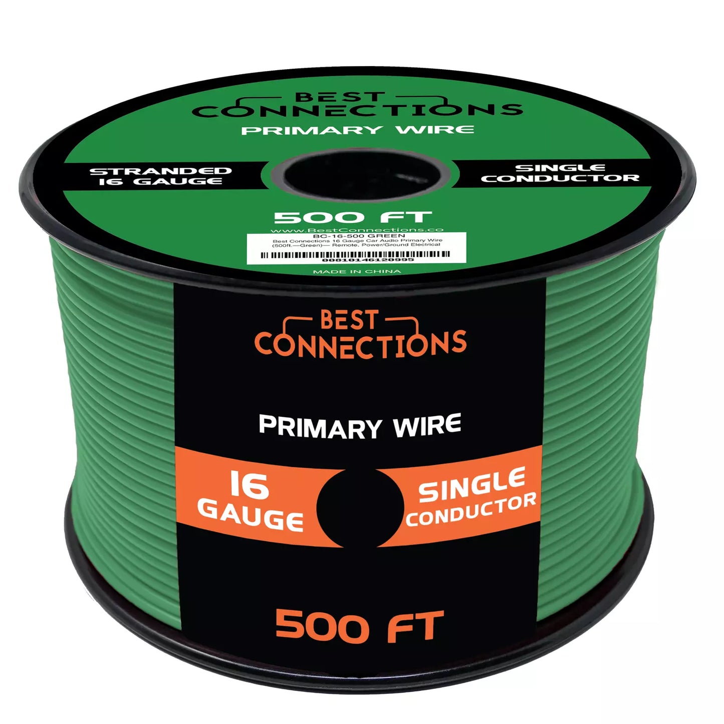 16 Gauge Car Audio Primary Wire (500ft–Green)– Remote, Power/Ground Electrical