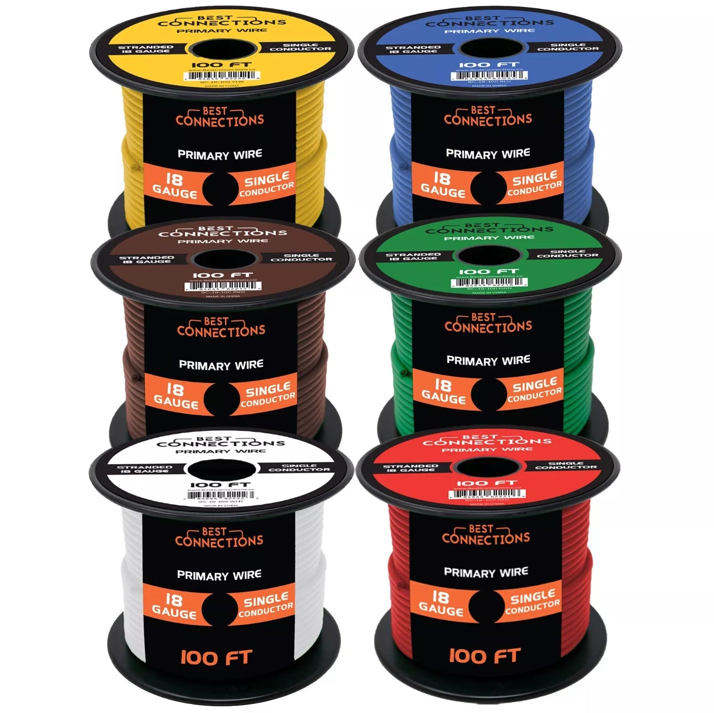 18 GA 100' Feet Audiopipe Car Audio Home Remote Primary Cable Wire LED (6 Rolls)