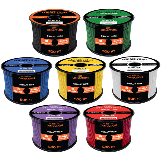 18 GA 500 Feet Audiopipe Primary Power Wire Remote Car Audio Home (7 Rolls)