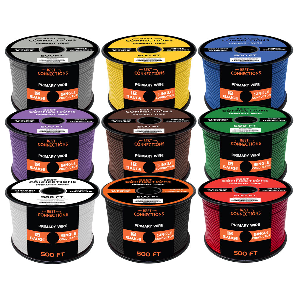 18 GA 500' Feet Audiopipe Primary Power Wire Remote Car Audio Home (9 Rolls)