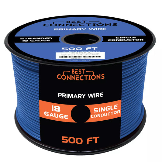 18 Gauge Car Audio Primary Wire (500ft–Blue)– Remote, Power/Ground Electrical