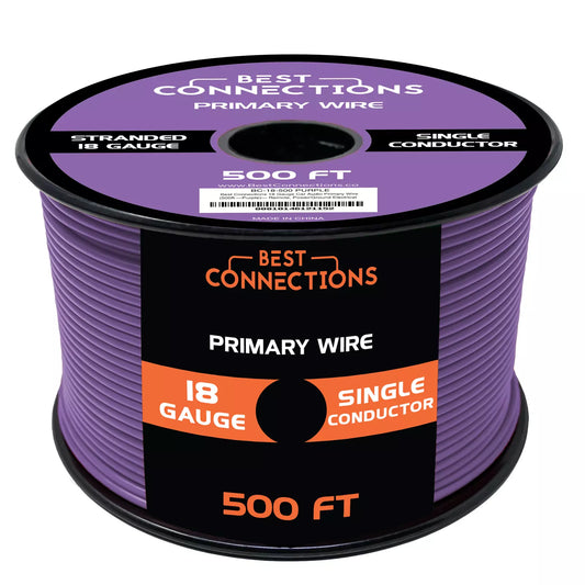 18 Gauge Car Audio Primary Wire (500ft–Purple)– Remote, Power/Ground Electrical