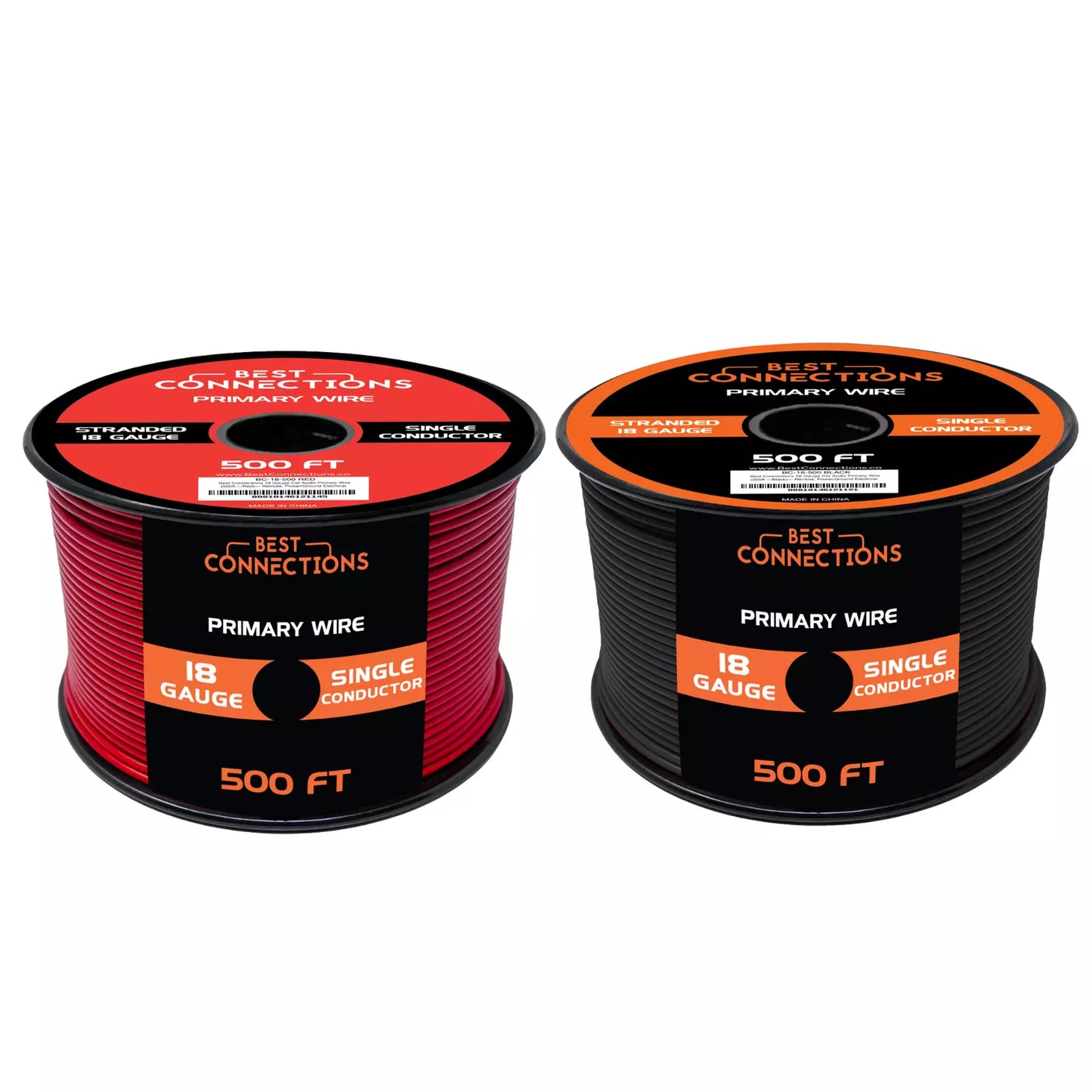 Audiopipe 18 Gauge Automotive Primary Wire (Red & Black 500ft Each) Ideal for Trailers and Lighting Circuits | Durable Primary/Remote, Power/Ground Electrical Wiring