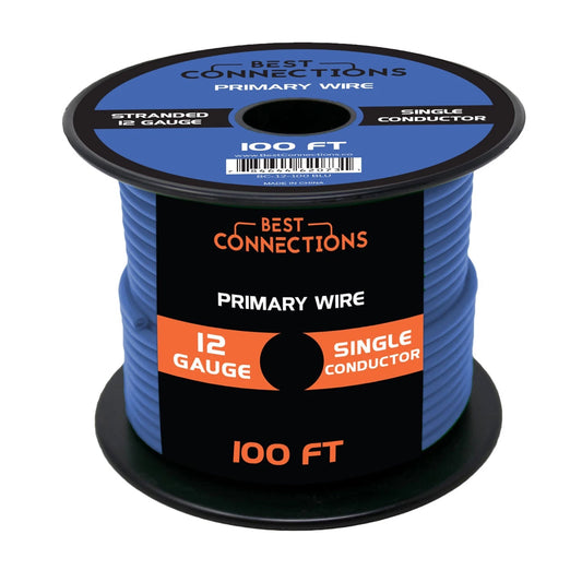 Best Connections 12 Gauge 100 Feet Blue Audiopipe Car Audio Home Primary Remote Wire