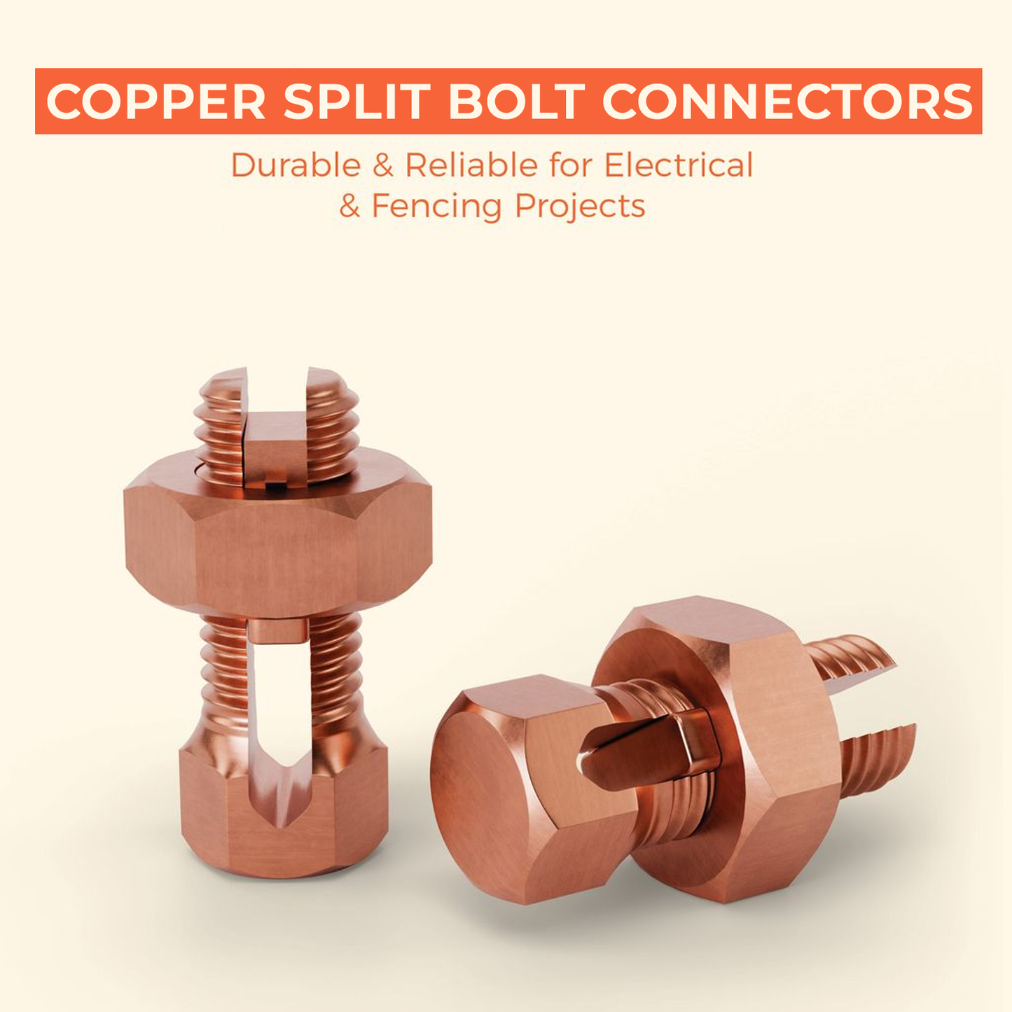 BEST CONNECTIONS 100 Pcs High Strength Copper Split Bolt Connectors 4 Gauge to 8 Gauge Solid Wire