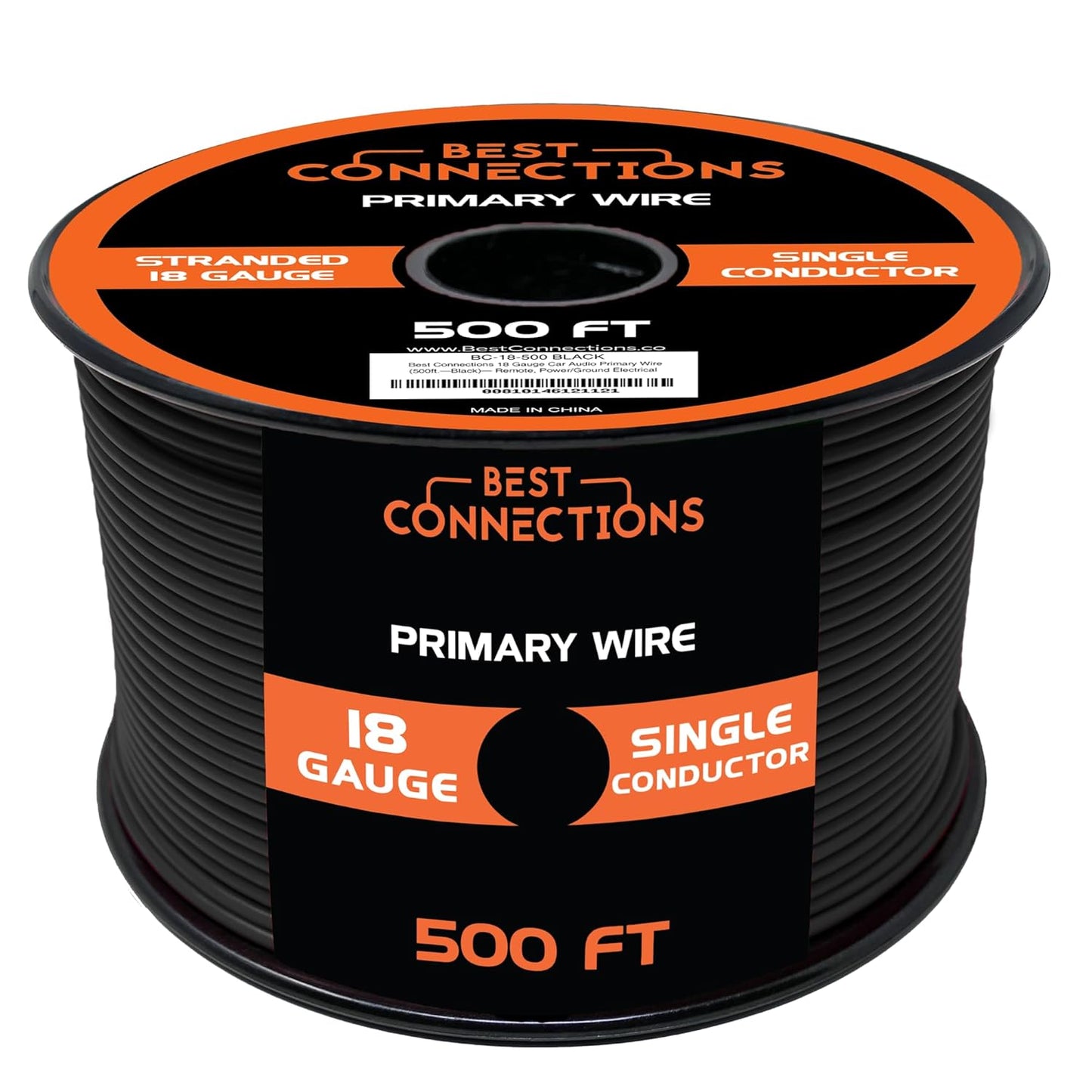 BEST CONNECTIONS Automotive Primary Wire - 500ft (Various Color Options) | Ideal for Trailer, Speaker, and Lighting Circuits | Durable Primary/Remote, Power/Ground Electrical Wiring - 18 Gauge