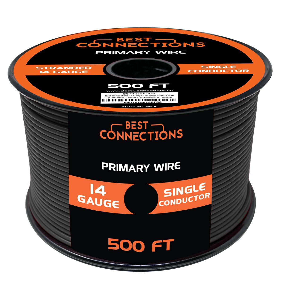 BEST CONNECTIONS 14 Gauge Automotive Primary Wire - 500ft | Ideal for Trailer, Speaker, and Lighting Circuits | Durable Primary/Remote, Power/Ground Electrical Wiring
