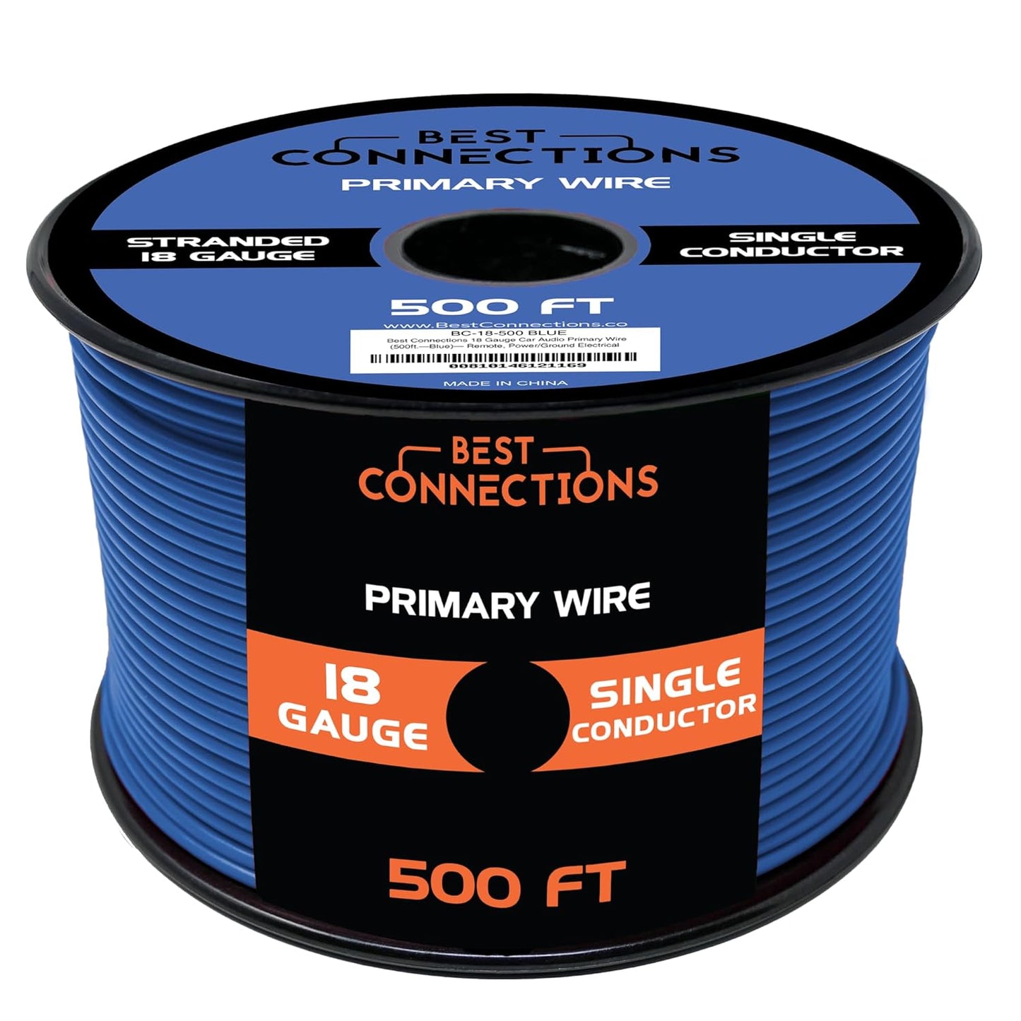 BEST CONNECTIONS Automotive Primary Wire - 500ft (Various Color Options) | Ideal for Trailer, Speaker, and Lighting Circuits | Durable Primary/Remote, Power/Ground Electrical Wiring - 18 Gauge