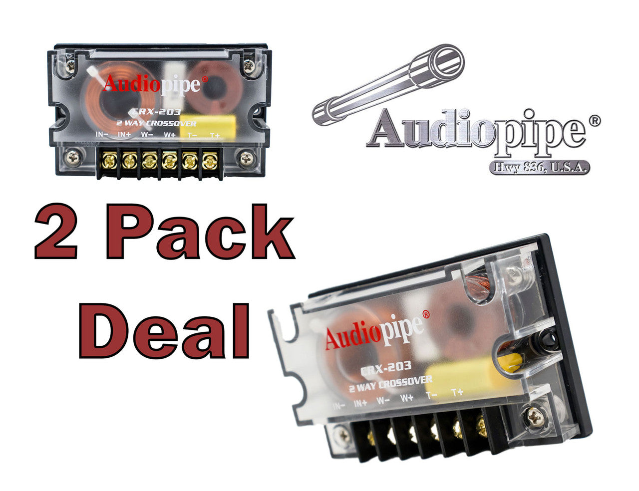 2 Pack 300 Watts Peak 2 Way Crossover Passive Car Audio Speaker Signal Processor CRX-203