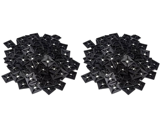 Best Connections 1" Self Adhesive Black Cable Zip Tie Mounts 200 pcs UV Protection Indoor/Outdoor Wire Fasteners Cable Clips Management Organizer Squares