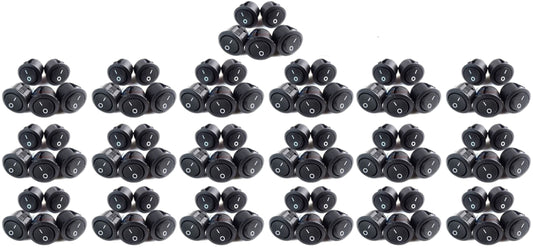 100 Pcs Black Rocker Switches 12 Volt On/Off Toggle Car Audio Power Fog Light