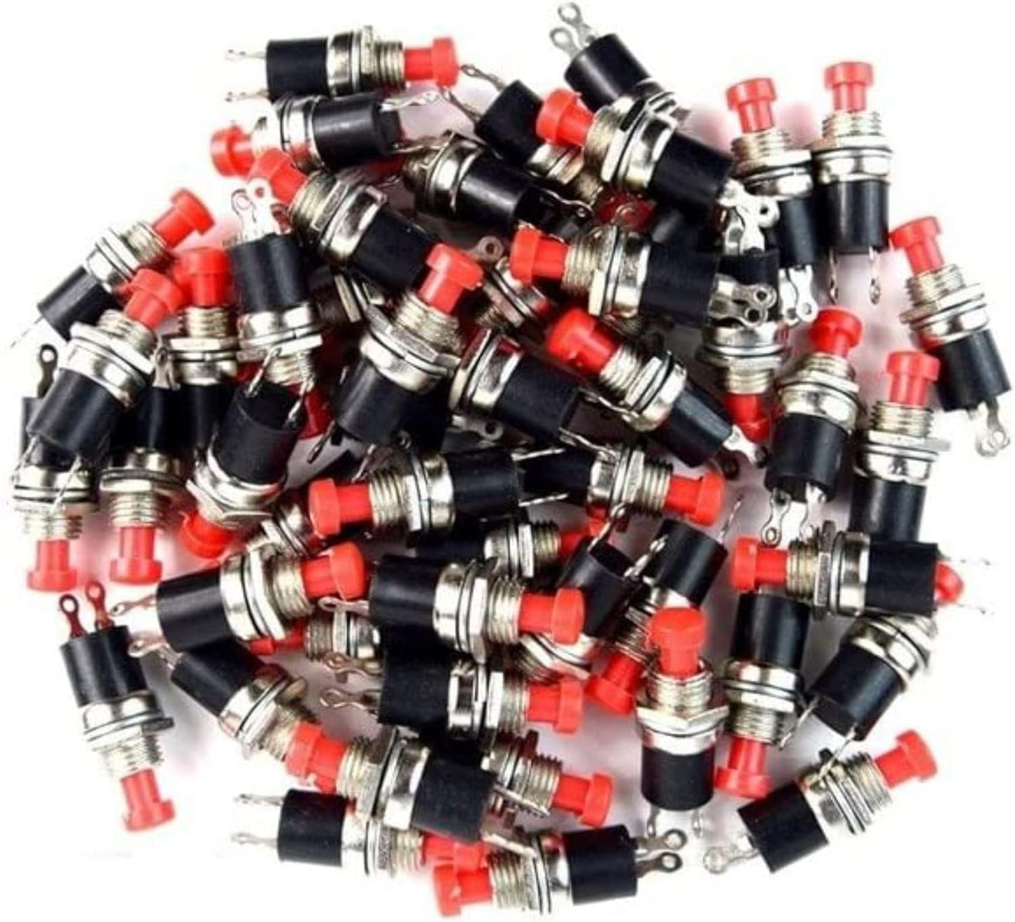 100 Pieces Mini Push Button SPST Momentary N/O Switch Red 2 Pins 100 Pack NB-602