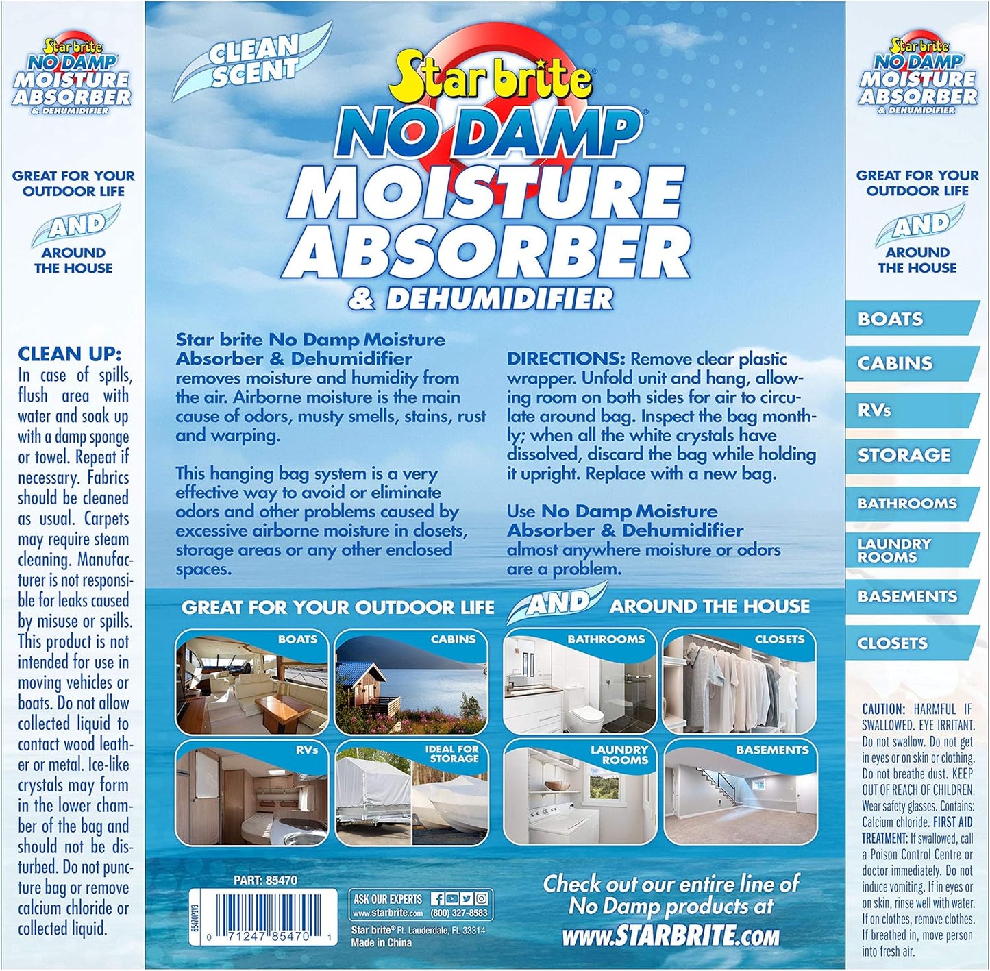 8 Pack Star Brite No Damp Hanging Moisture Absorber & Dehumidifier