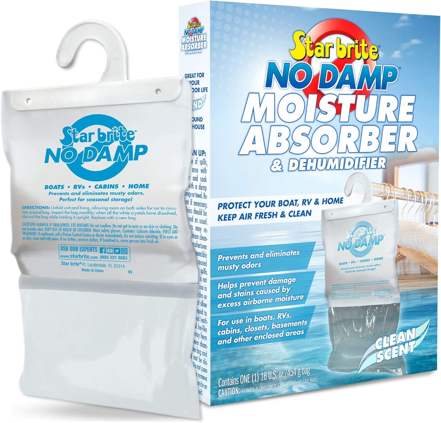 8 Pack Star Brite No Damp Hanging Moisture Absorber & Dehumidifier