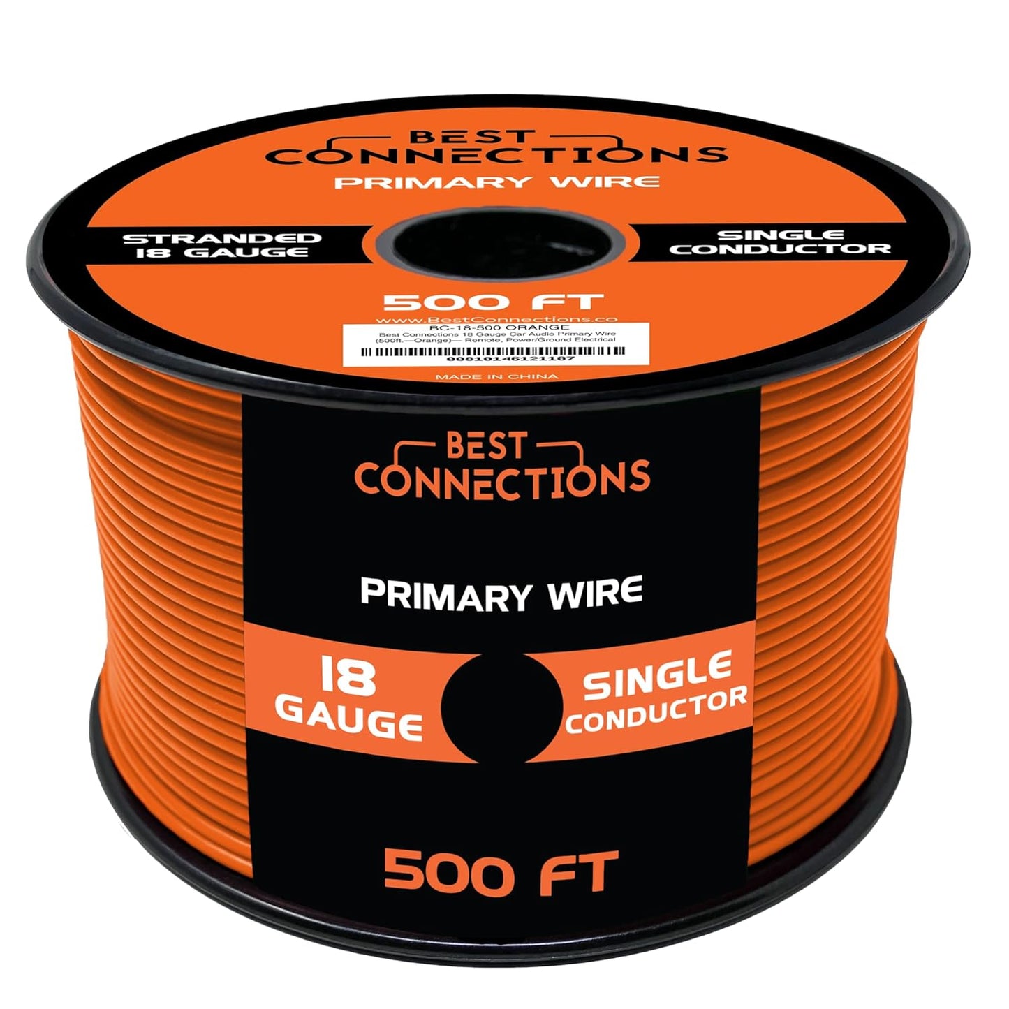 BEST CONNECTIONS Automotive Primary Wire - 500ft (Various Color Options) | Ideal for Trailer, Speaker, and Lighting Circuits | Durable Primary/Remote, Power/Ground Electrical Wiring - 18 Gauge