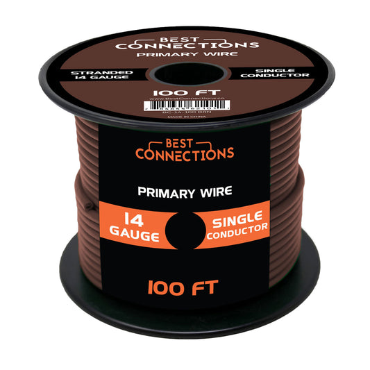 14 Gauge Car Audio Primary Wire (100ft–Brown)– Remote, Power/Ground Electrical