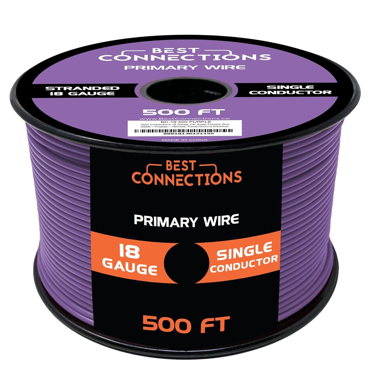 BEST CONNECTIONS Automotive Primary Wire - 500ft (Various Color Options) | Ideal for Trailer, Speaker, and Lighting Circuits | Durable Primary/Remote, Power/Ground Electrical Wiring - 18 Gauge