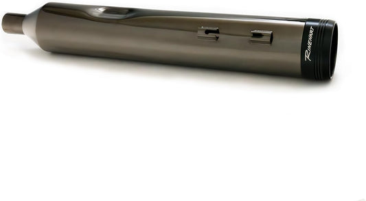 4.5" slip-on mufflers for 2017 and later Harley Touring models - "Gunsmoke" with Black End Caps