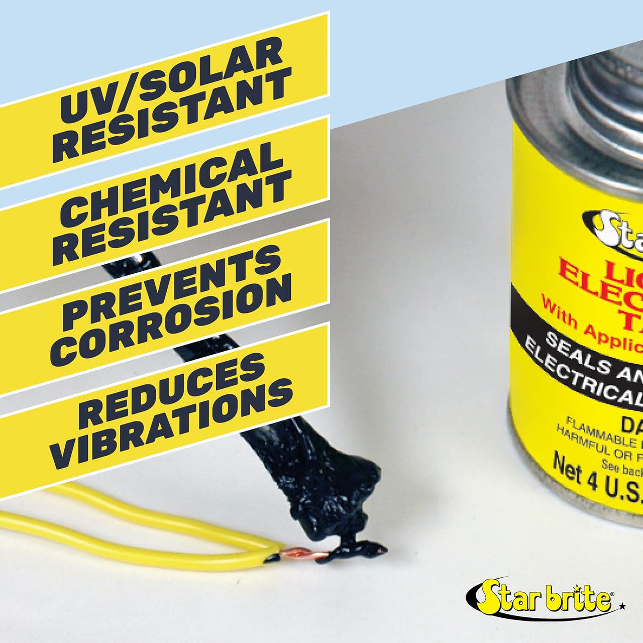 Star Brite 2 Pack Liquid Electrical Tape, Black - 4 OZ Can with Applicator Brush - Waterproof, UV-Resistant, Dielectric Sealant for Wires & Cables, Marine & Home Use