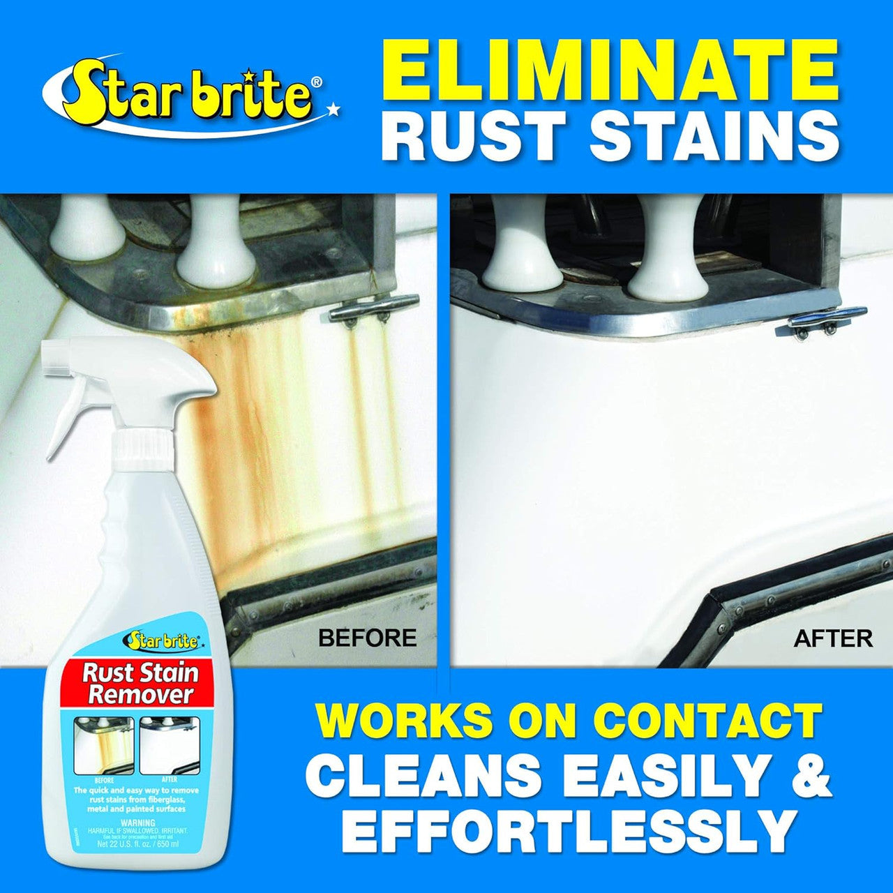 StarBrite Rust Stain Remover Spray 22 Oz - Instantly Dissolve Corrosion Stains on Fiberglass, Vinyl, Fabric, Metal & Painted Surfaces - Also Removes Sprinkler Stains - 2 Pack