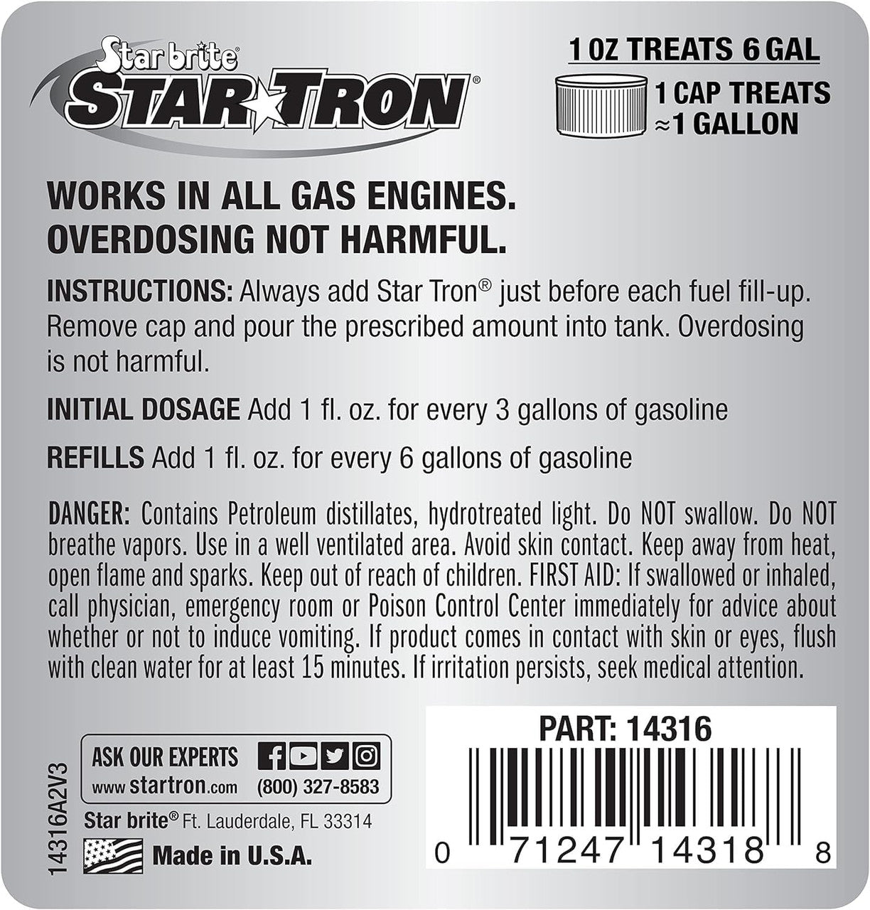 StarBrite Star Tron Enzyme Fuel Treatment, Small Engine Formula, 16 Fl Oz Treats up to 96 Gallons Gas Additive Rejuvenates & Stabilizes Old Gasoline, Cures & Prevents Ethanol Problems - 2 Pack