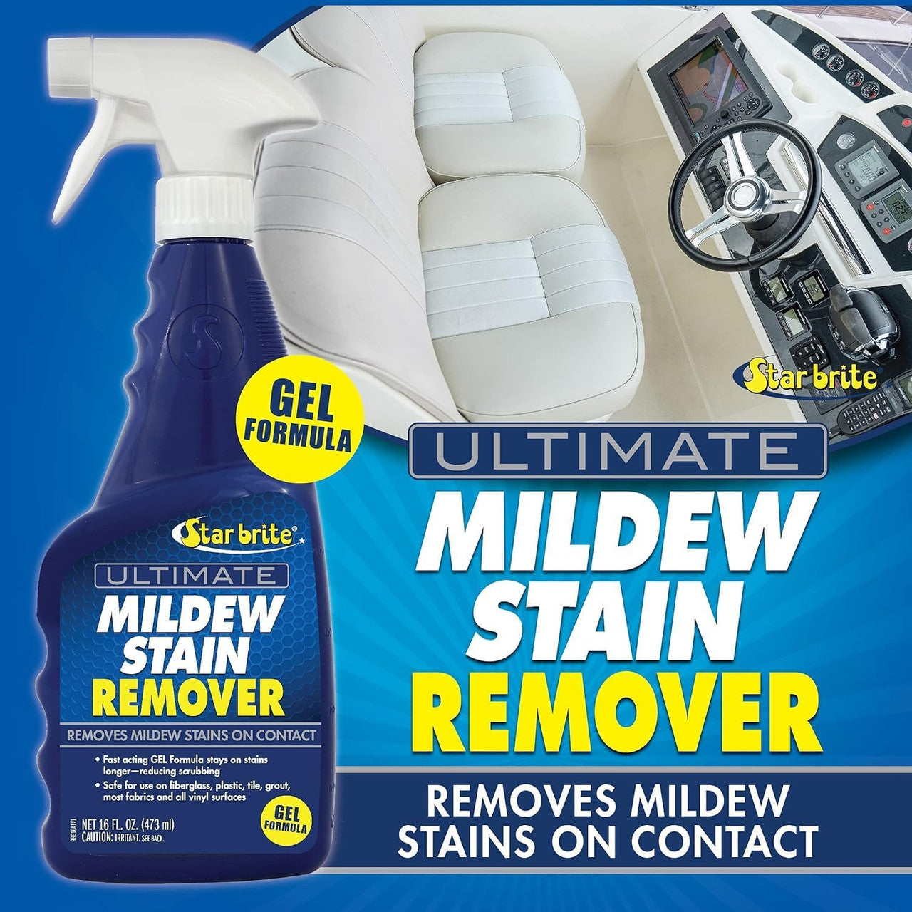 StarBrite Ultimate Mildew Stain Remover - Fast Acting Gel Spray Formula Stays On Stains Longer To Reduce Scrubbing 16 oz - 2 Pack
