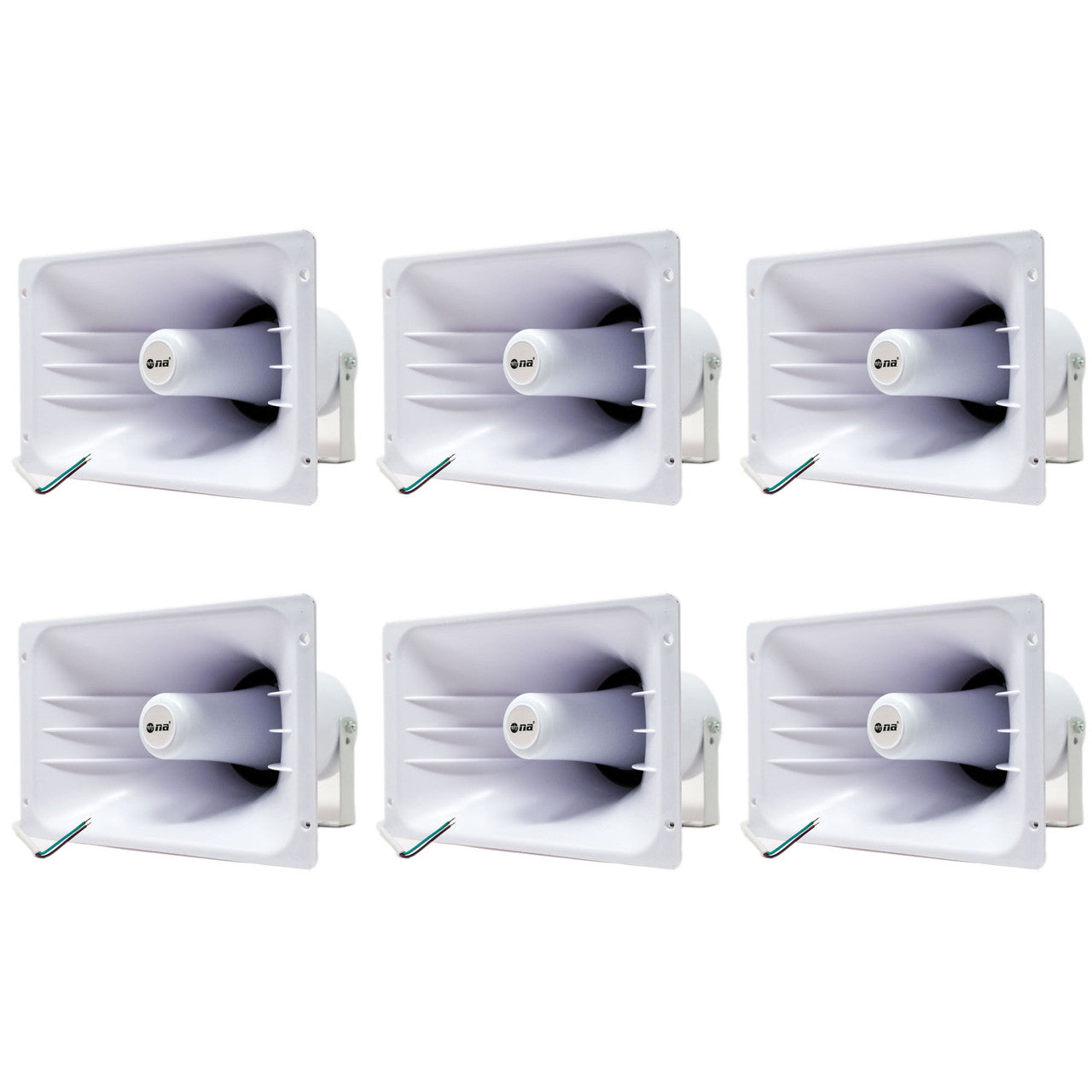 6-Pack PA Power Horn Speaker 40W RMS Indoor Outdoor 80 Watt Max Power