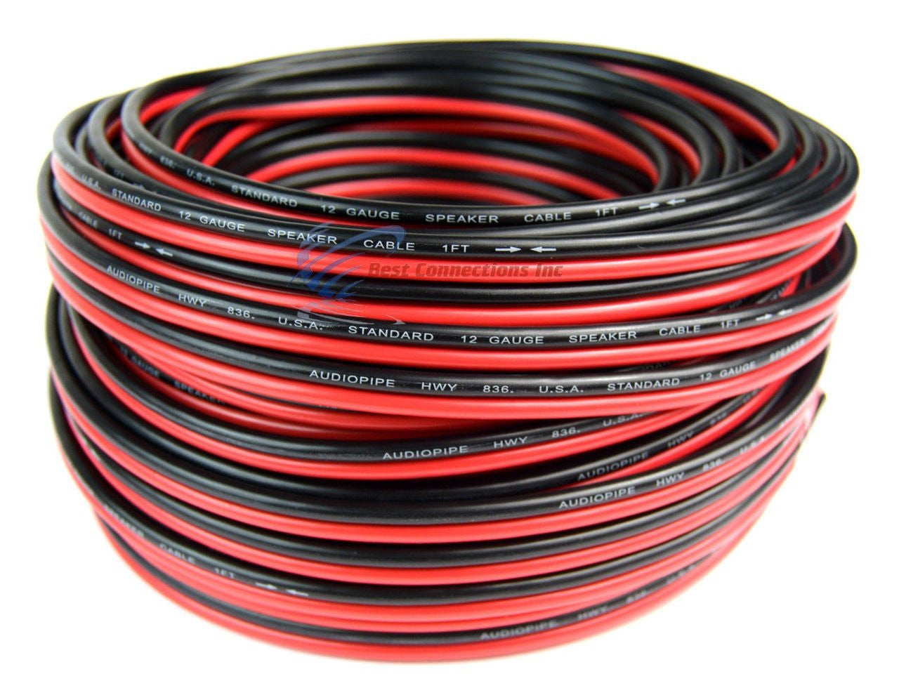 Audiopipe 12 Gauge 100' Feet Red Black Bonded 2 Conductor Speaker Wire Car Copper Mix