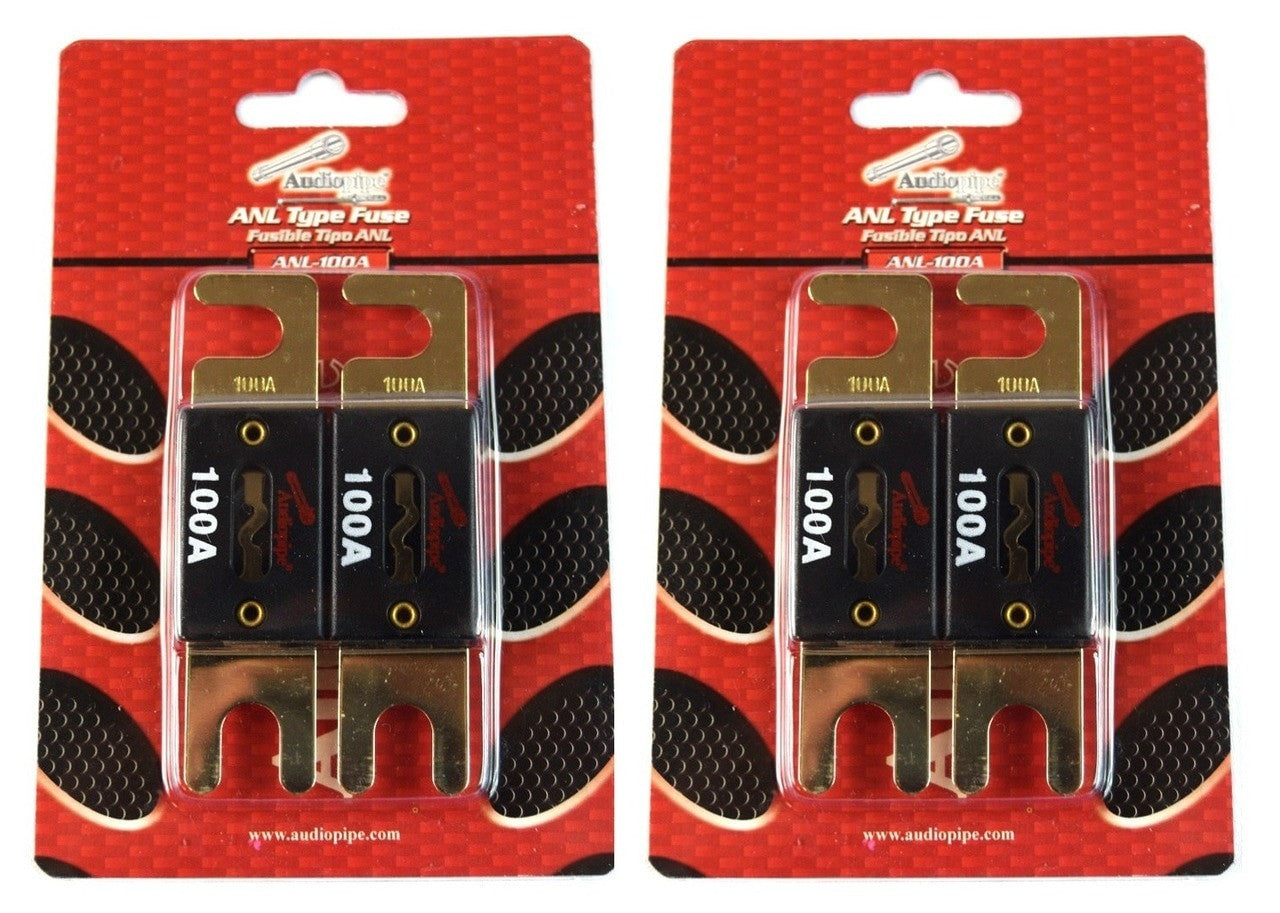 4 Pcs 100 Amp ANL Fuses Gold Plated Audiopipe Blister Pack Car Audio Stereo